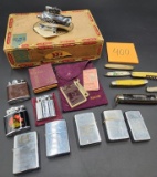 Cigar Box, Silver Cannon W Removable Lighter,