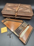 Autoharp With Tuning Key And Elaborate Case
