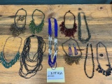 Large Assortment Of Beaded Necklaces, Plus Earrings