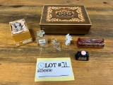 Vintage Perfume Bottles, Jewelry Music Box, Lipstick Case