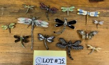 Assorted Vintage Rhinestone And Enamel Dragonfly Pins