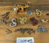 Large Enamel Rhinestone Chinese Dragon Brooch