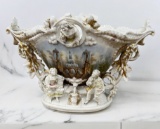 19th Century French Centrepiece Ornate Porcelain With Young Couple At Base