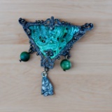 Asian Style Carved Brooch