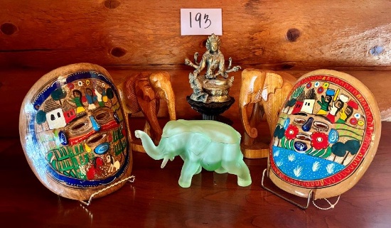 Pair Mexico Folk Art Pottery Masks,