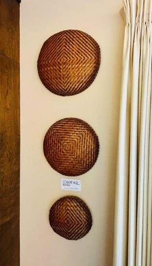Trio Bilao Style Woven Round Baskets