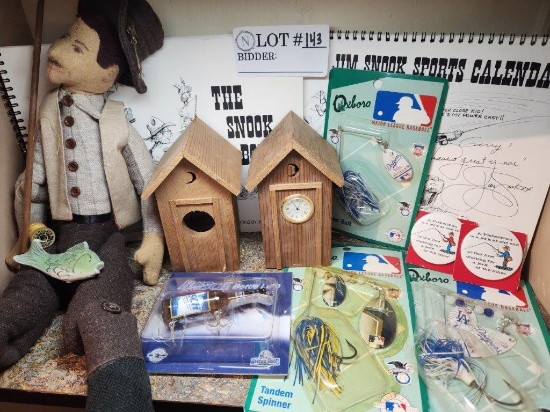 Handmade Fisherman Doll, Signed Snook Sports Calendar