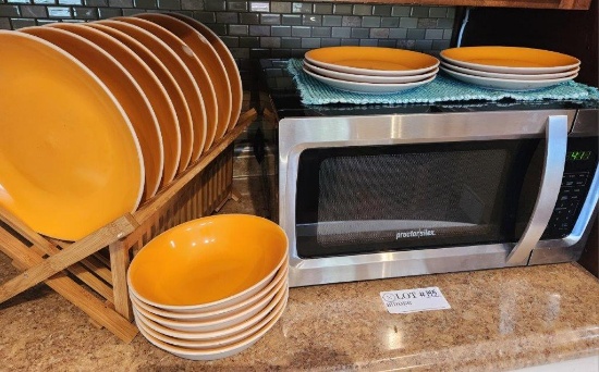 Proctor Silex Microwave Oven, Wood Dish Rack