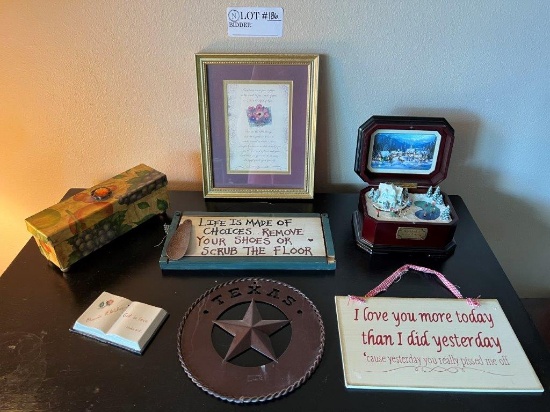 Framed "kindness" Poem, Thomas Kinkade Music Box