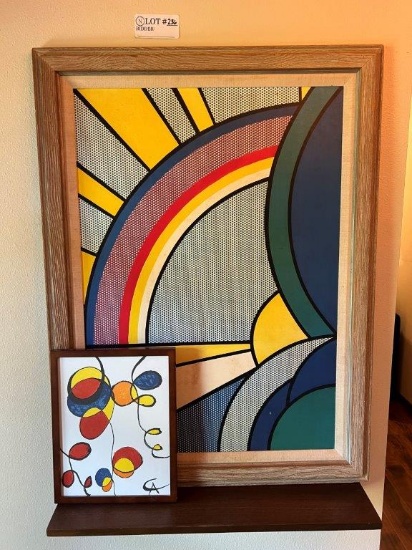 Roy Lichtenstein Modern Sun Rays Print And Small Framed Art