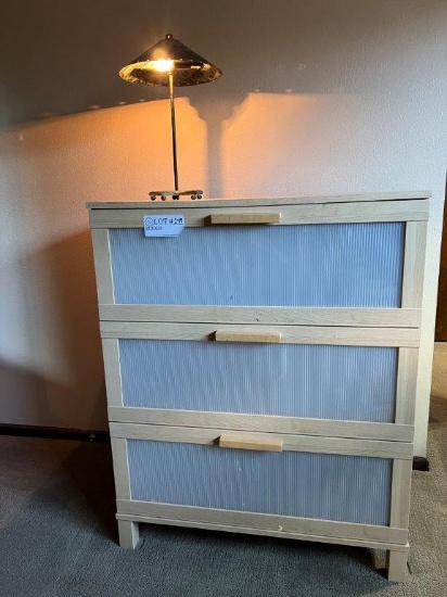 Three Drawer Dresser And Lamp