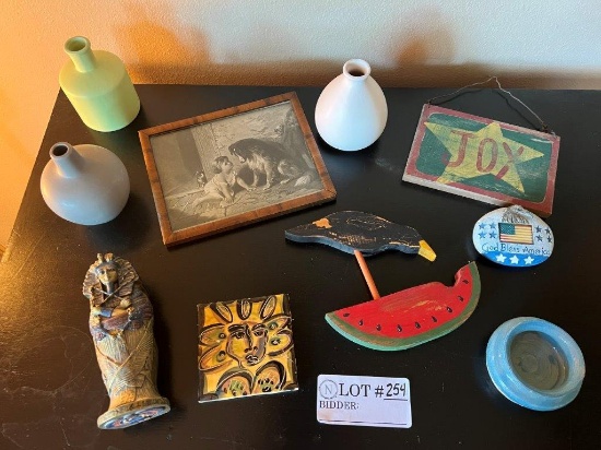 Vintage "can't You Talk" Print And Various Decor