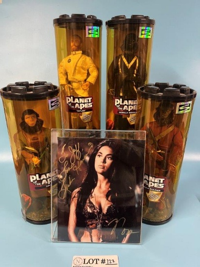 Signed Photo of "Nova" Linda Harrison and Hasbro NIP Planet of the Apes Action Figures