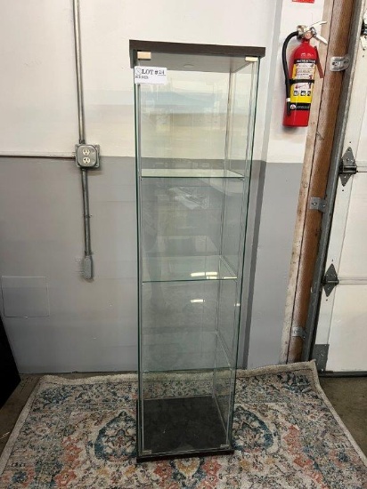 Tall Narrow Glass 3 Shelf Display Case
