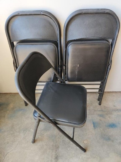 Five Folding Chairs with Cushion Seat