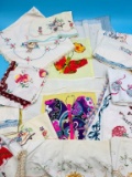 Large Lot of Various Vintage Quilt Pieces and Embroidery