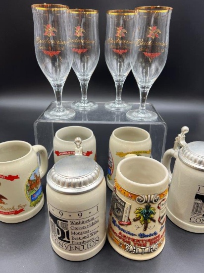 Beer Steins and Footed Pilsner Glasses