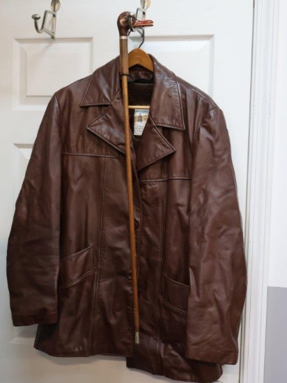 Mens Lined London Fog Leather Jacket 44 Reg