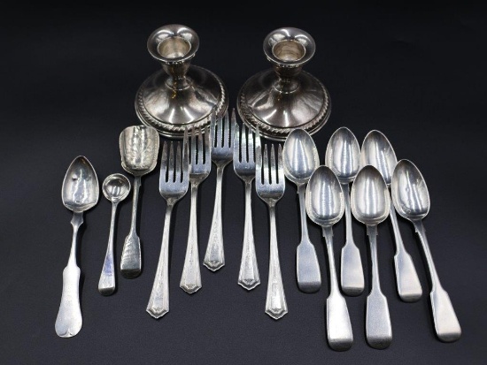 Weighted Sterling Candle Holders and Silverware