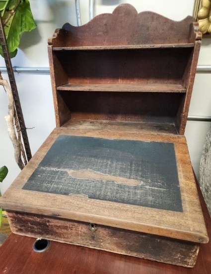Slope Front Clerks Desk with Shelf Cubby Holes