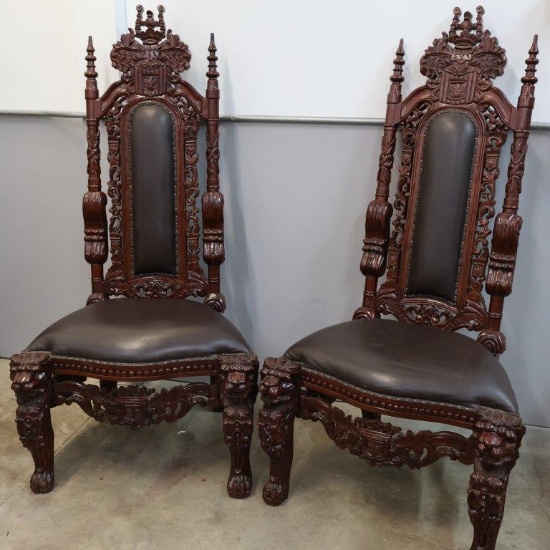 Gothic style "Lions Head" Throne Chairs