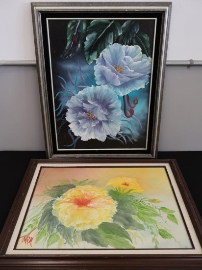 Large Framed "Poppies" Painting on Canvas signed MRM, plus