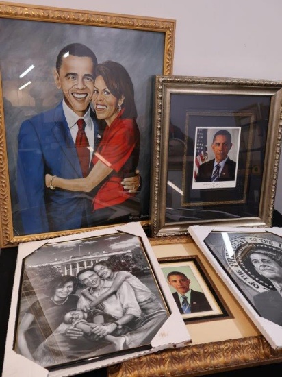 Collection of Barack Obama themed art featuring Henry Frison