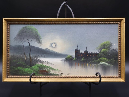 1930s C Maurer Framed oil painting "Night Castle"