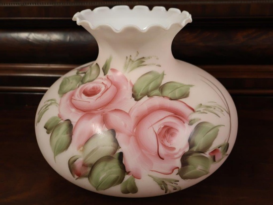 Vintage Hand Painted Floral Glass Lamp Shade