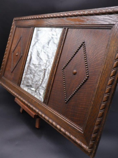 Wood Arts and Crafts style Ornate Mirror