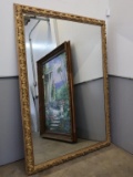 Over 7 Ft Tall Wall Mirror in Gilt Gold Sculpted Frame