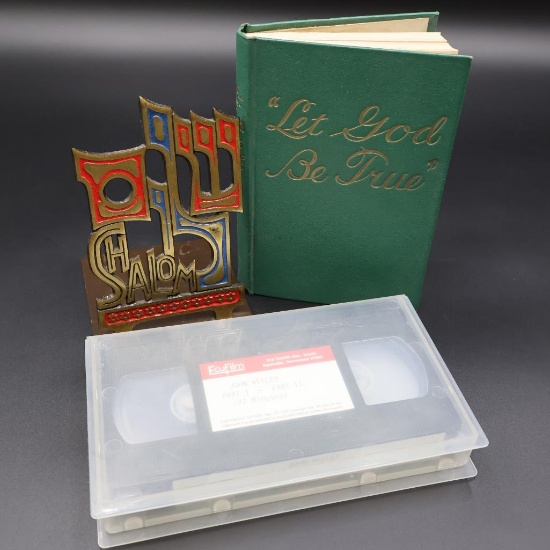 1946 "Let God Be True" Book, "Shalom" Bookend