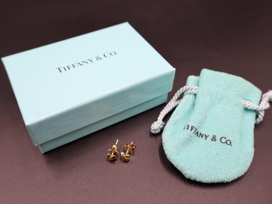 Tiffany and Co 18K Gold "Cross Stitch" Earrings