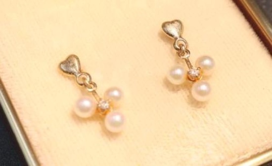 14K Gold with Seed Pearl and Diamond Earrings