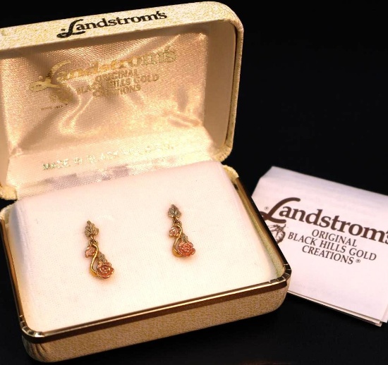 Landstroms Black Hills Marked Gold Floral Earrings