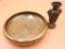 Vintage Brass Vase and Flat Bowl