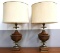 MCM Vintage Stiffel Pair of Wood and Brass Lamps