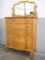 Antique Birdseye Maple Tallboy Dresser with Mirror