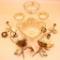 Gilded Floral Dishes and Metal Gold-Tone Flower Sconces