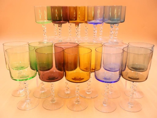 Vintage Colored Glass Stemware