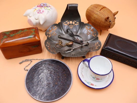 Jewelry Boxes, Piggy Banks, and Metal Decor