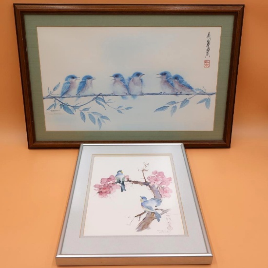 Two Hand Painted Watercolor and Signed Print