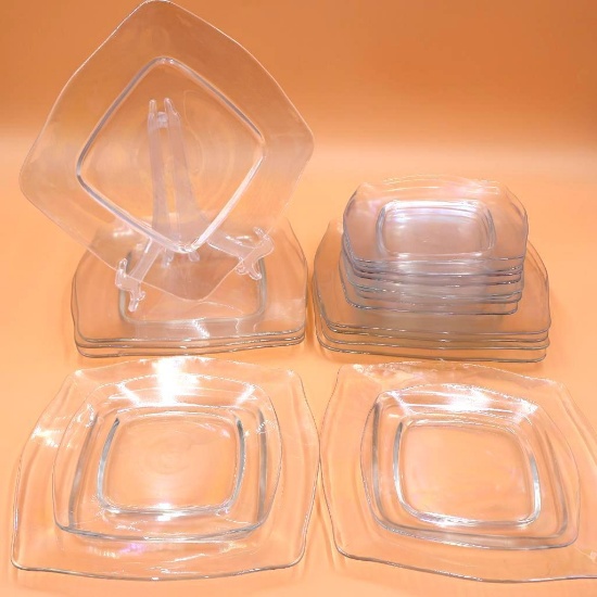 Opalescent Wavy Glass Dinner and Salad sized Plates
