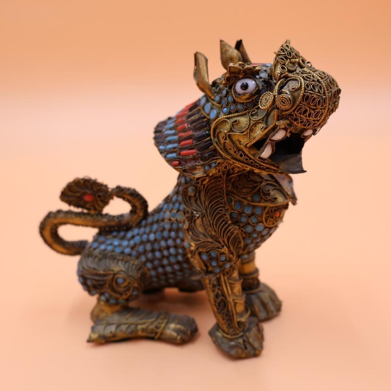 Antique Tibetan Fu Dog LionSnuff Bottle