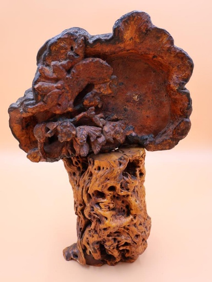 Vintage Burl Wood and Dried Mushroom Decor