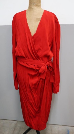 Vintage Dana Buchman Red Long Sleeve Wrap Dress