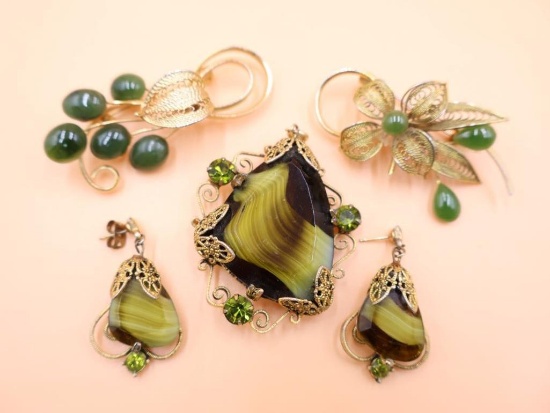 Mid Century Modern Pins and Earrings