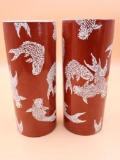 Pair of Japanese Ceramic Koi Vases