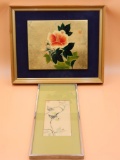 Original Watercolor and Large Framed Floral Artwork