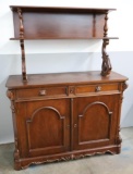 Antique Serving Sideboard with Supported Upper Shelf